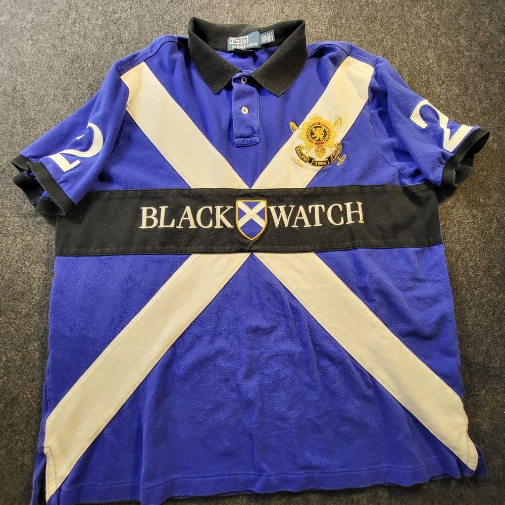 Polo Ralph Lauren 1996 BlackWatch Club #2 Embroidered Polo XXL 90s y2k